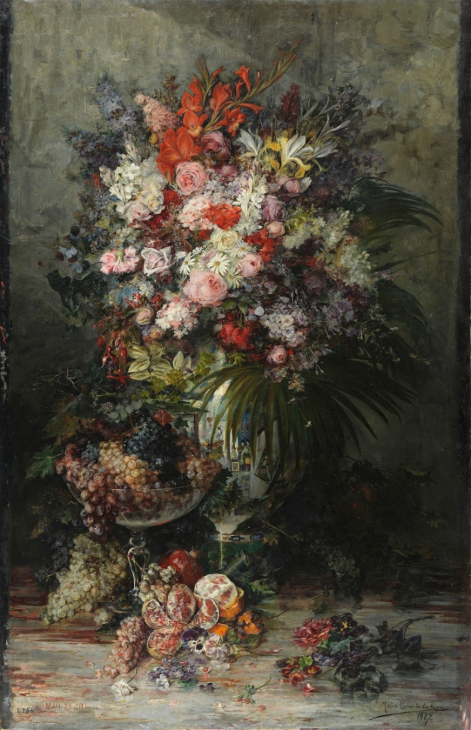 María Luisa de la Riva (1865-1926). Flores y frutas, 1887.
